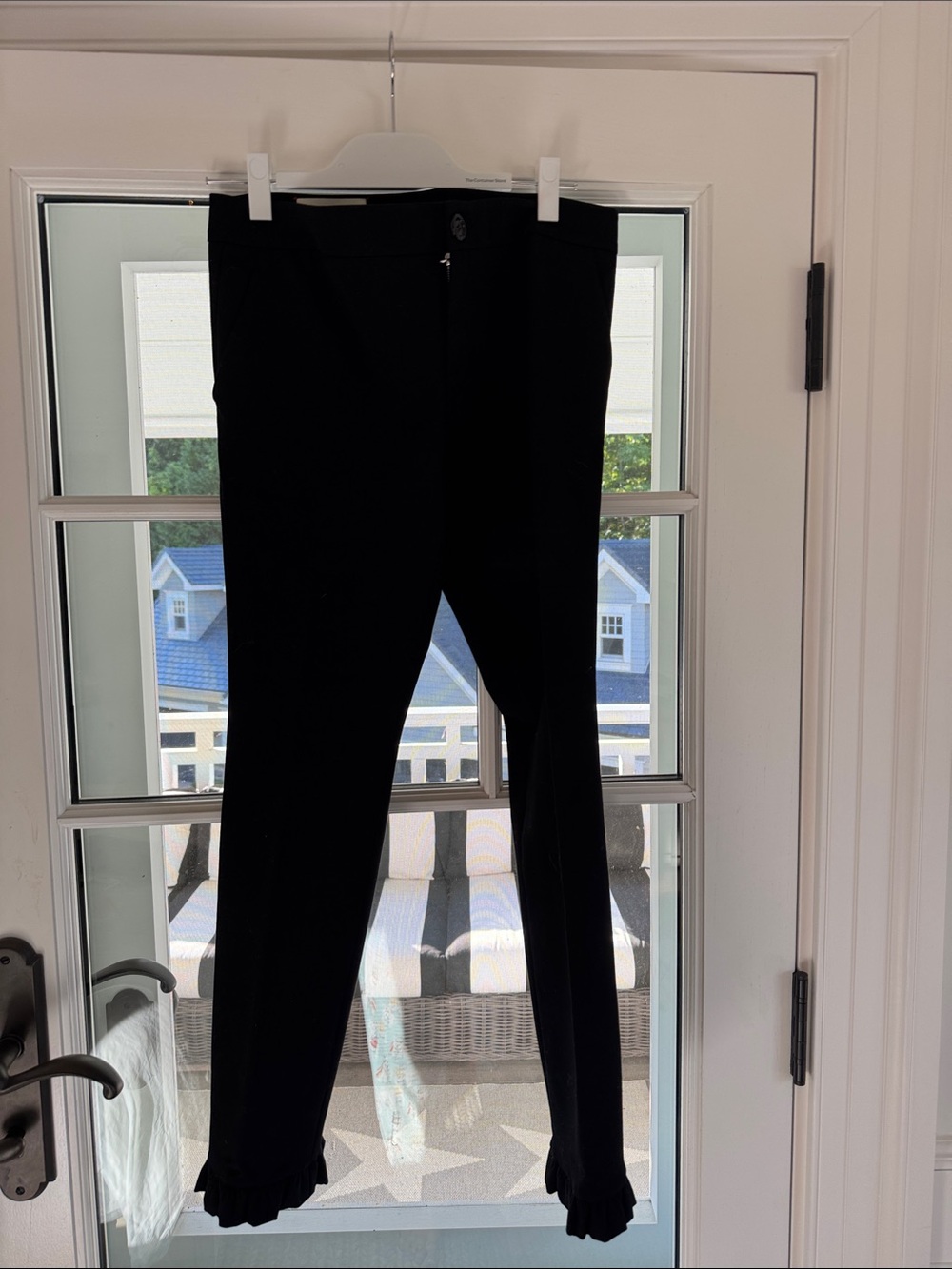Gucci Women’s Black Stretch Slim Cigarette Pants with Frill